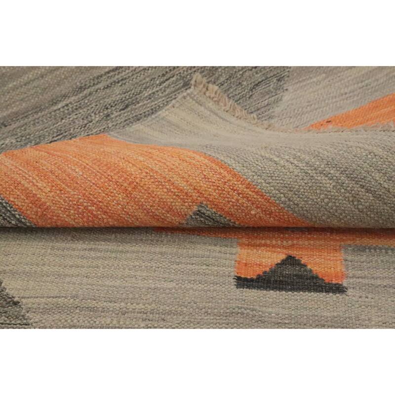 Hand Woven Oriental 100% Wool Carpet Southwestern Modern Greys & Charcoal Kilim Area Rug - 5' 0'' X 3' 3''