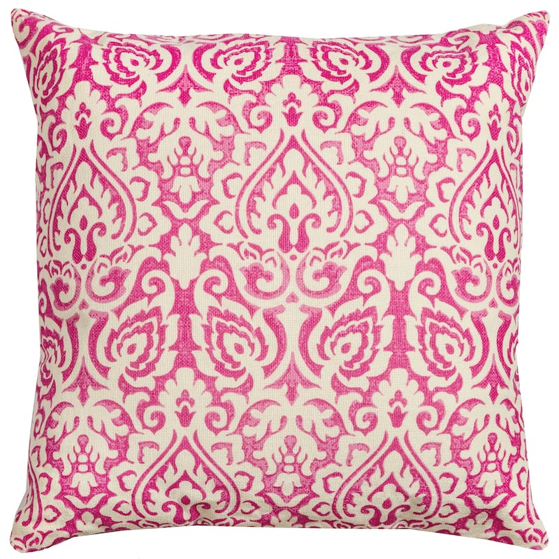 Rizzy Home Distressed Damask Print Throw Pillow Cover - Pink/Natural