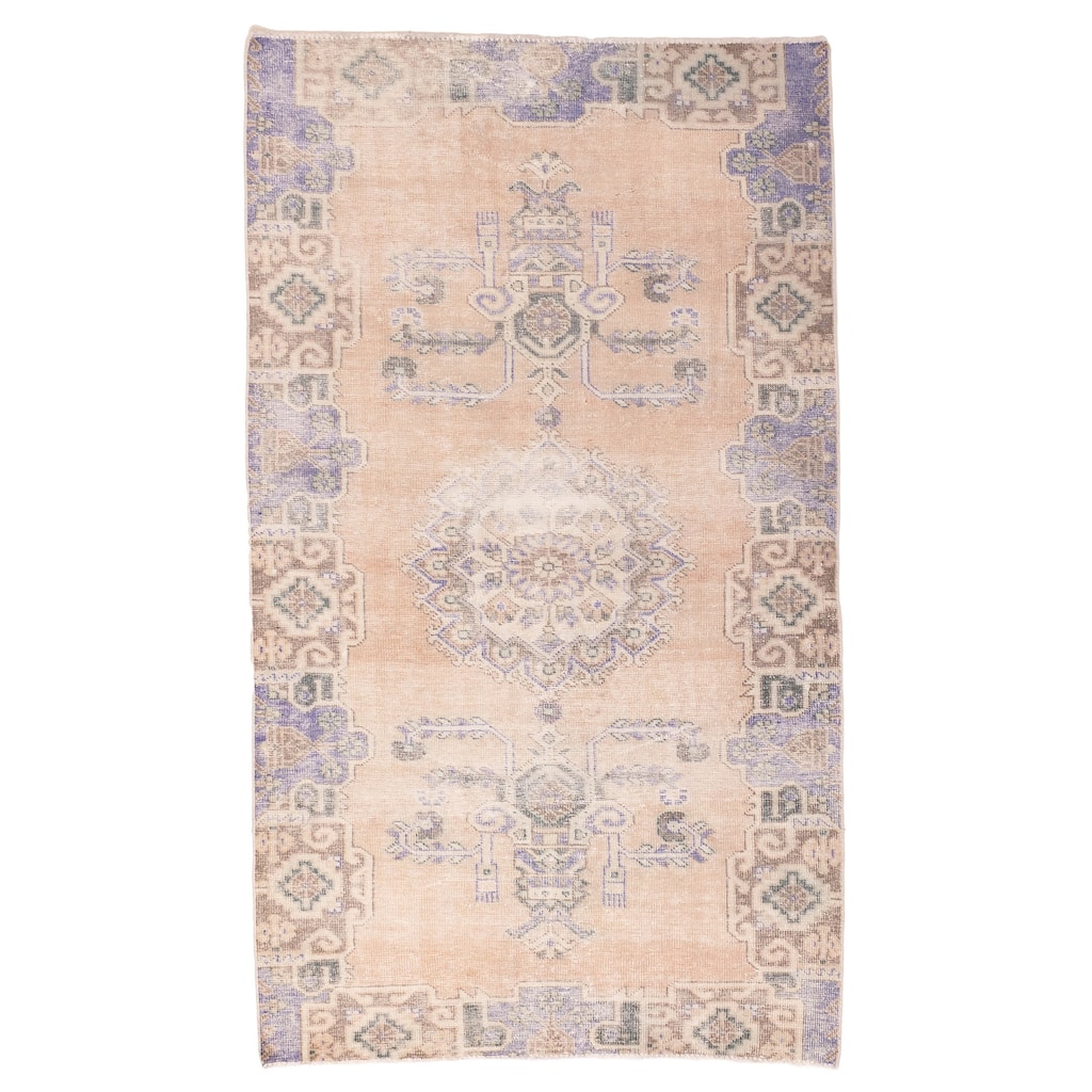 ECARPETGALLERY Hand-knotted Antalya Vintage Tan Wool Rug - 4'2 x 7'6