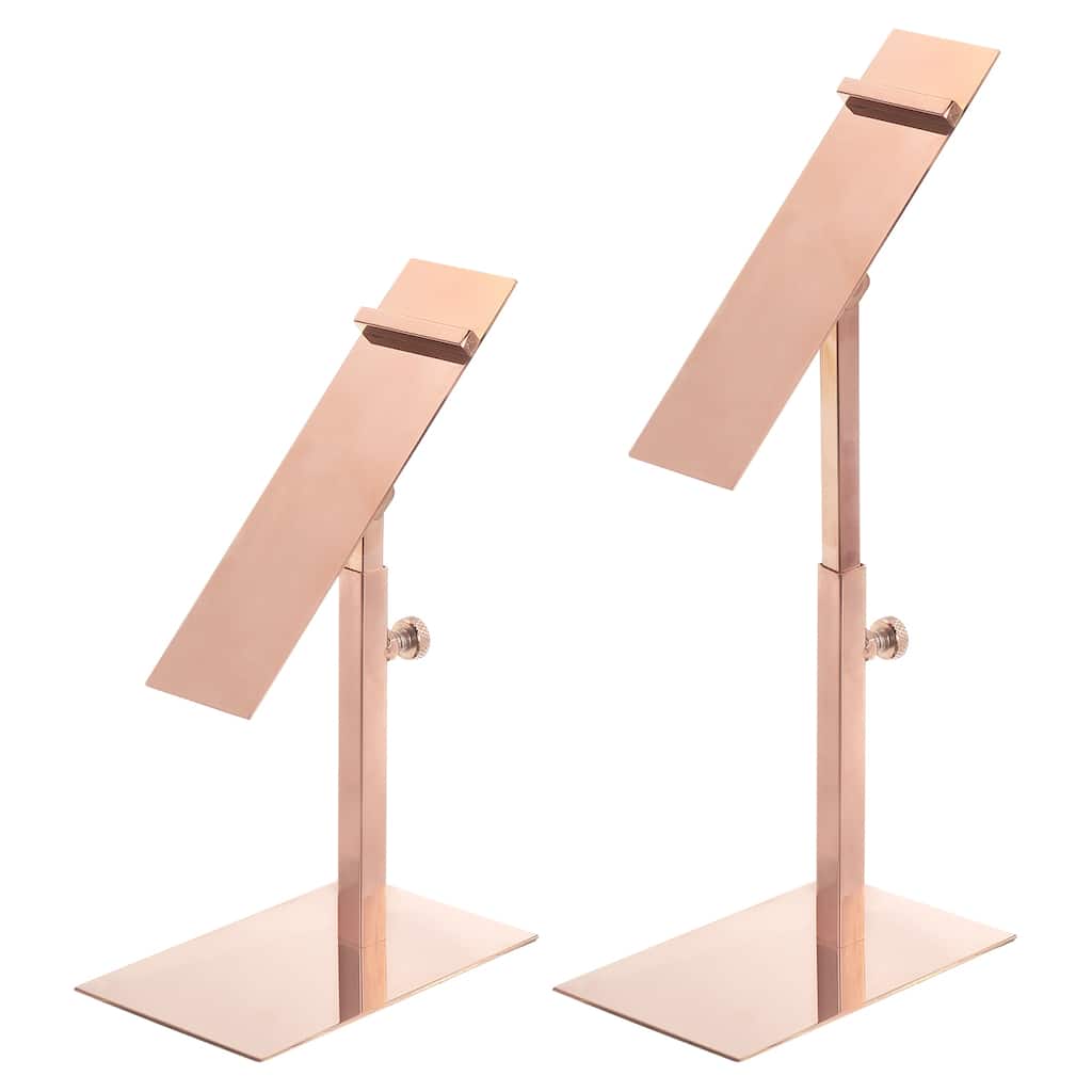 2 Pcs Shoe Display Stand Adjustable Height Shoe Rack Rose Gold - Rose Gold