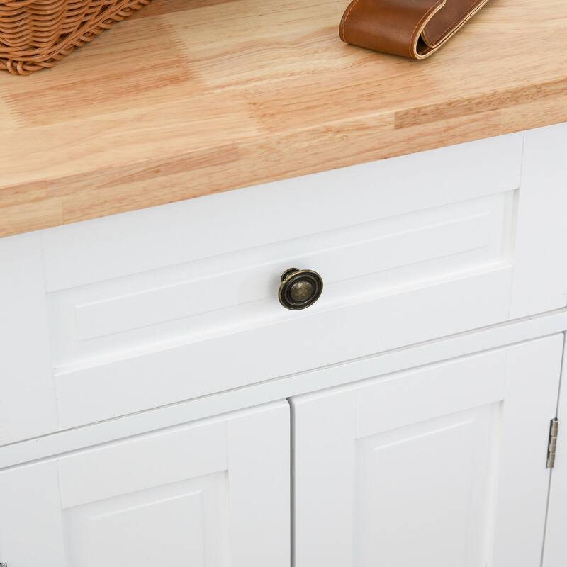 Rubberwood Top Rolling Kitchen Cart with Two Drawers and Spice Organizer Locking Wheels - 43.75" W x 17.5" D x 32.5" H