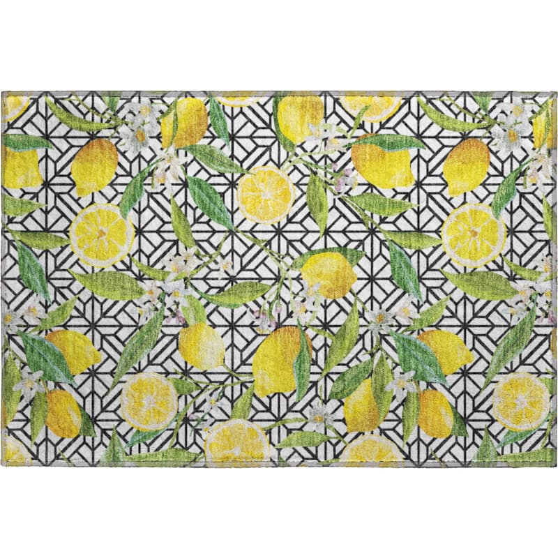 Premium Washable Super Soft Lemon Mosaic Mayfield Rug