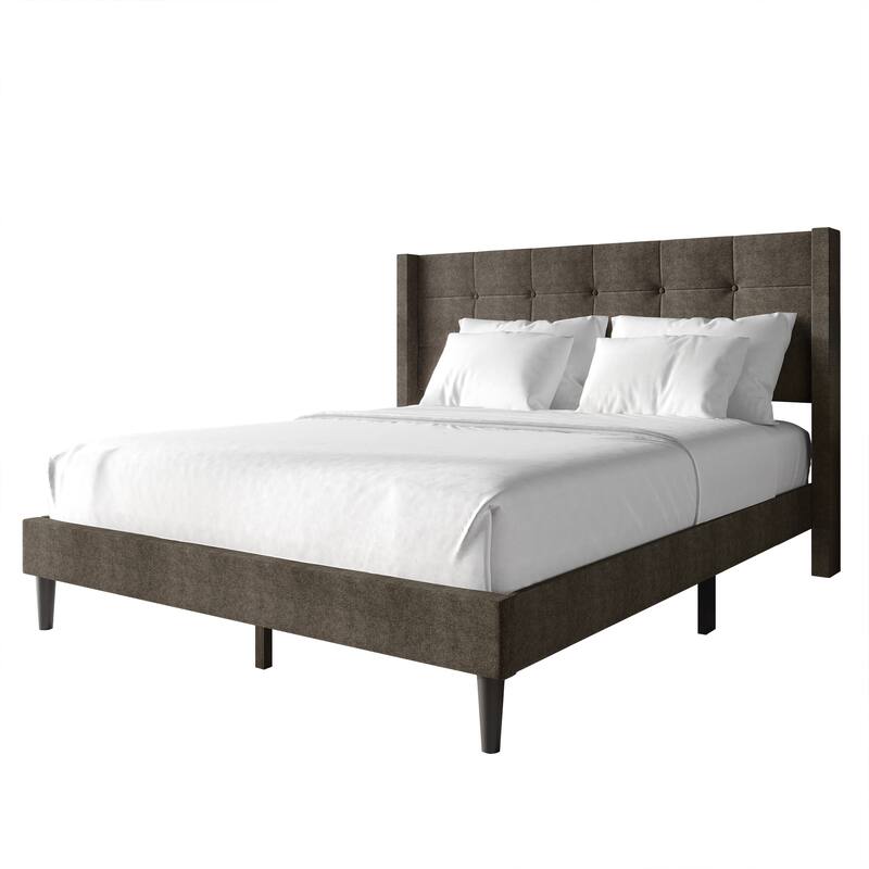 CraftPorch Elegance Wingback Upholstered Linen Bed