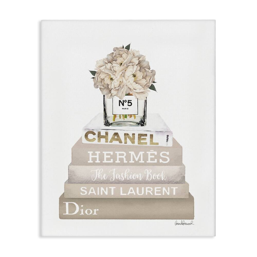 Stupell Neutral Bookstack Fashion Canvas Wall Art Design By Amanda Greenwood