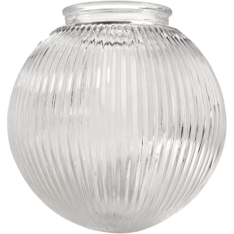 White Opal Ceiling Fan Light Fixture Glass Globe - Clear Ribbed