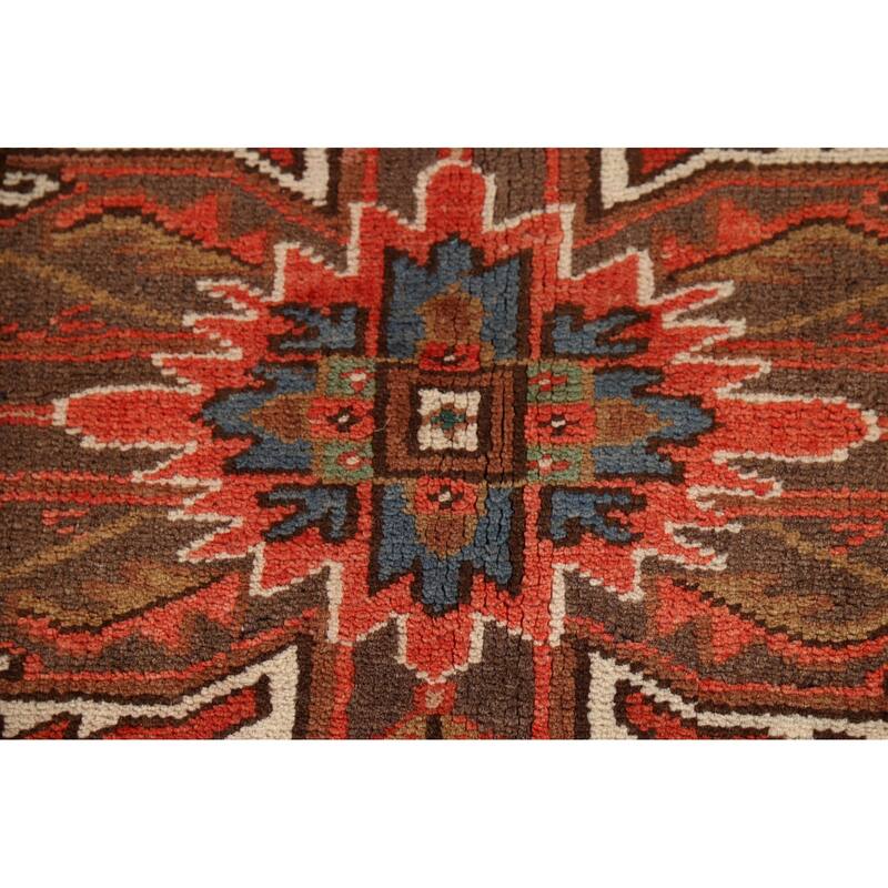 Geometric Heriz Persian Vintage Area Rug Hand-Knotted Wool Carpet - 8'3"x 10'10"
