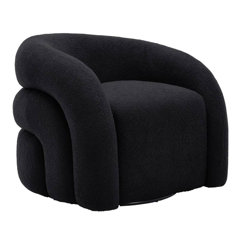 Set of 2 Boucle Upholstered Swivel Accent Barrel Chairs