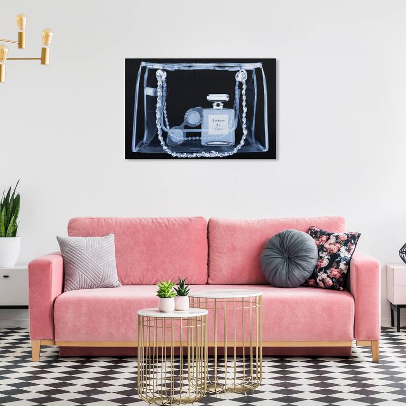 Wynwood Studio Canvas Fashion and Glam Coveted Perfume Handbag Black and Glam Wall Art Canvas Print - 24 x 36