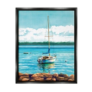 Stupell Sailboat Rocky Shoreline Framed Floater Canvas Wall Art Design ...