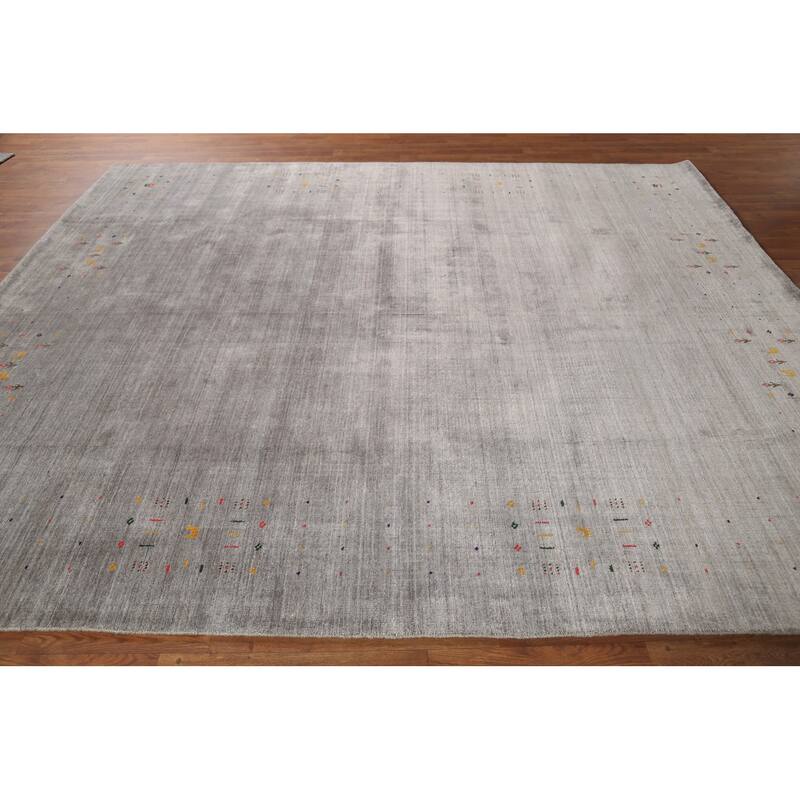 Tribal Gabbeh Indian Area Rug Handmade Silk Carpet - 8'0"x 9'8"