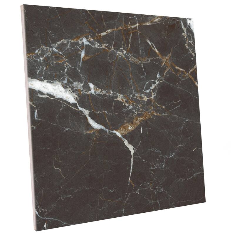 Merola Tile Reve Checker Blanc with Noir 11-3/4" x 11-3/4" Porcelain Floor and Wall Tile