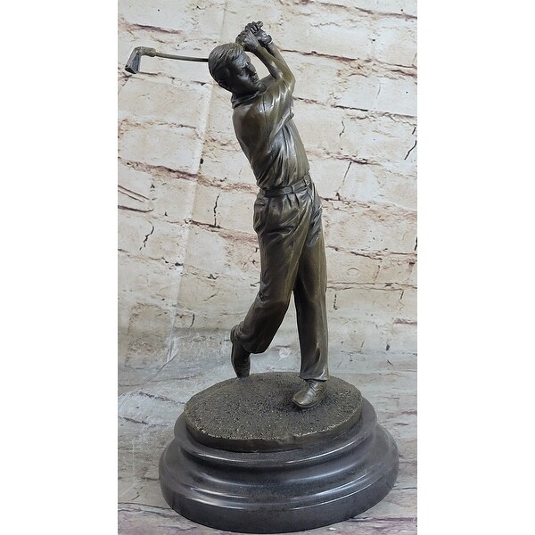 12 Inches Tall Bronze Statue Vintage Golfer Golfing Trophy Bobby