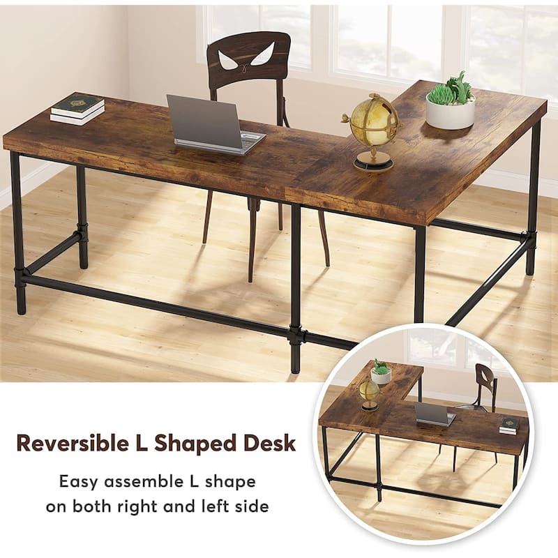 Tribesigns L-Shaped Desk, 67 inch Industrial Corner Computer Office Desk
