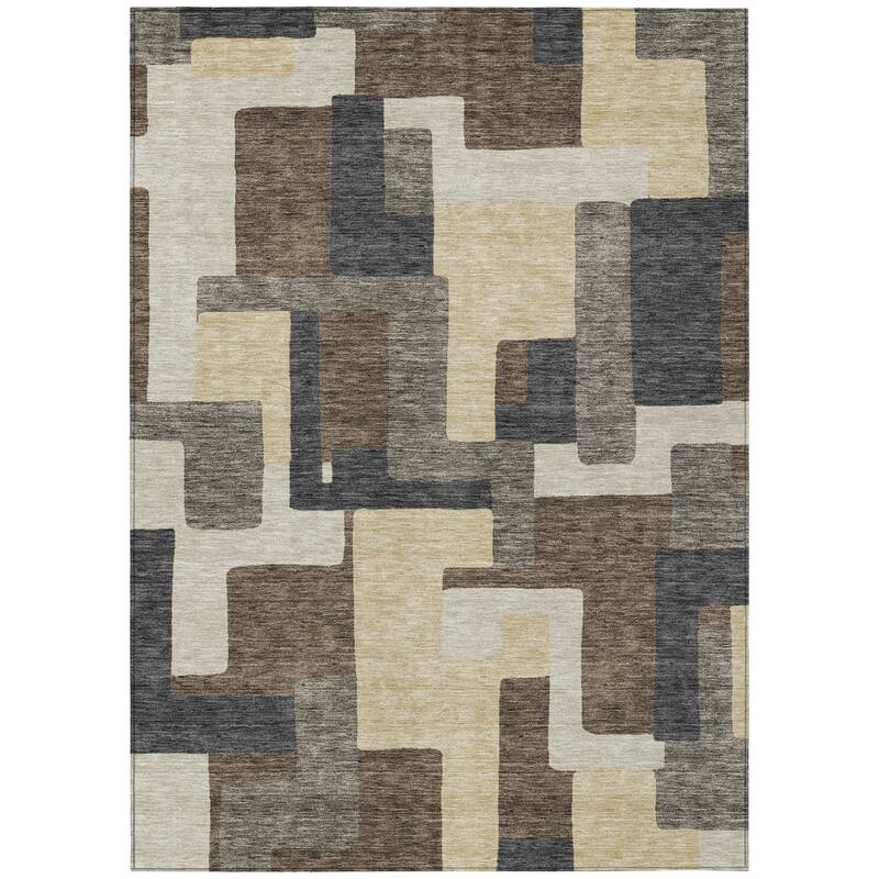 HomeRoots Abstract Transitional Rectangle Outdoor Rug