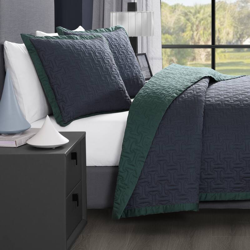 Bebejan 100% Cotton Sateen 3 Piece Textured Quilted Coverlet Set