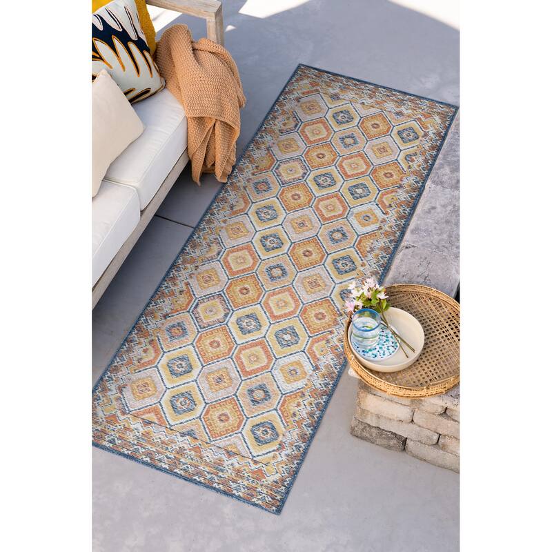 Alfresco Nautical & Coastal Geometric Reversible Indoor/Outdoor Area Rug