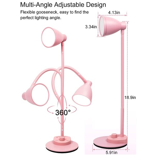 Cute Desk Lamp , Pink Lamp 3 Color Modes Dimmable Reading Lamp