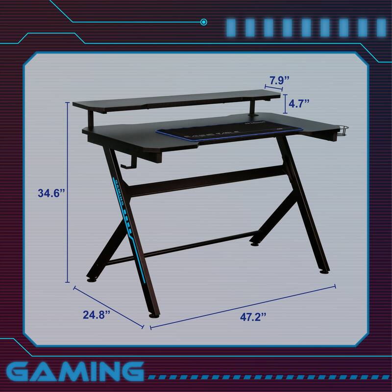 JJS 48" Home Office R-Shaped Gaming Computer Desk with Removable Monitor Stand