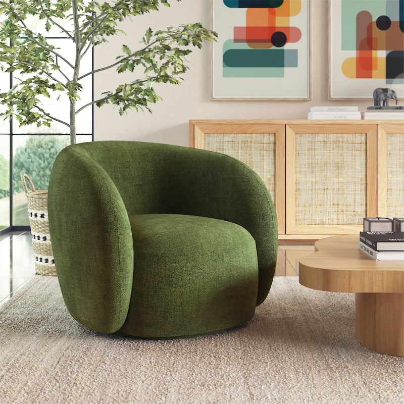 Poly & Bark Poole Swivel Lounge Chair - Distressed Green Velvet