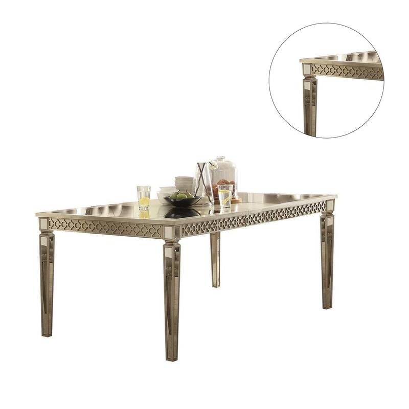 Extendable Rectangular Dining Table in Champagne Finish