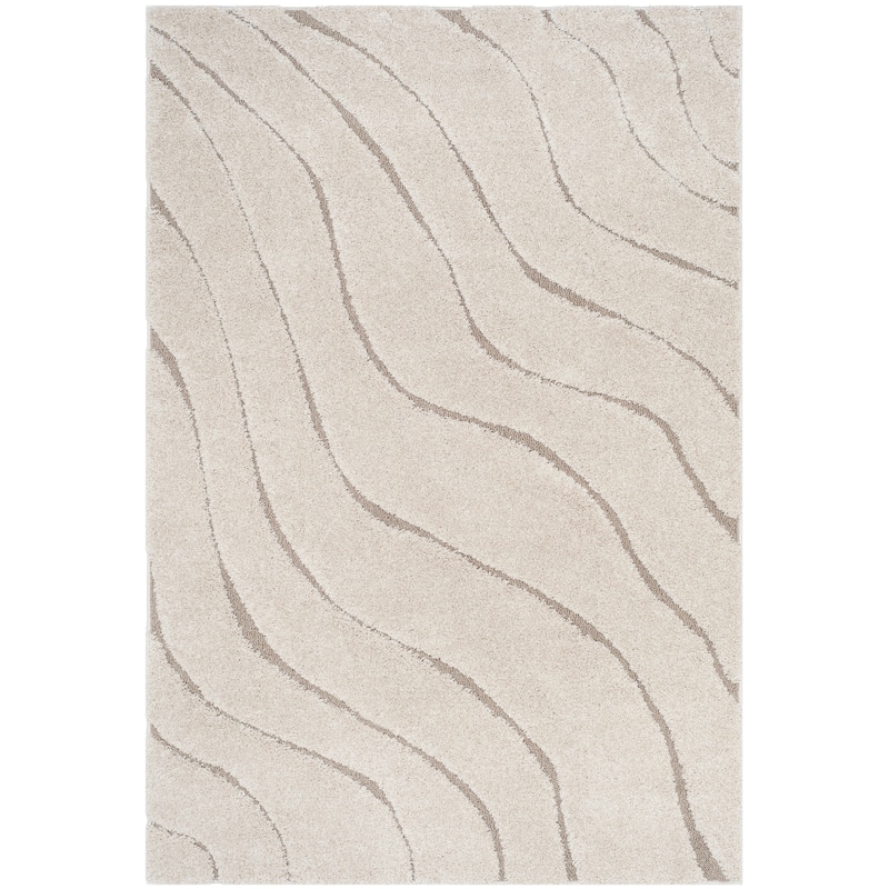 SAFAVIEH Florida Shag Hervor Soft Serene Waves 1.2-inch Thick Rug - 2'3" x 4' - Cream/Beige - Rectangle