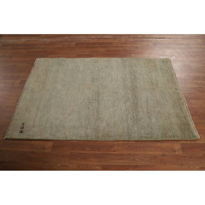 Modern Gabbeh Oriental Foyer Rug Stripe Hand-Knotted Wool Carpet - 3'3"x 5'1"