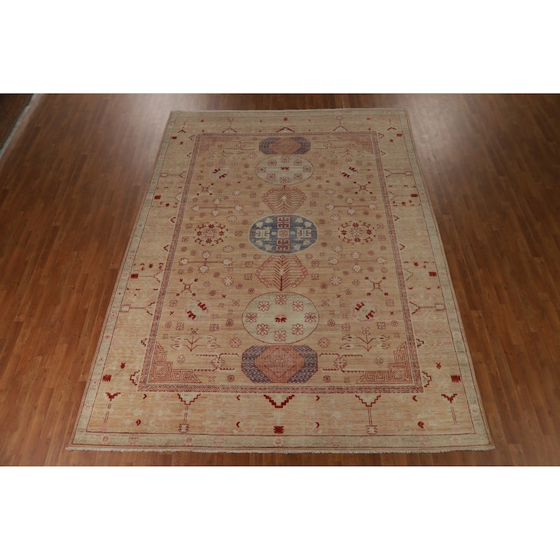 Hand Knotted Oriental 100% Wool Carpet Transitional Floral Brown Oushak Area Rug - 11' 11'' X 8' 11''