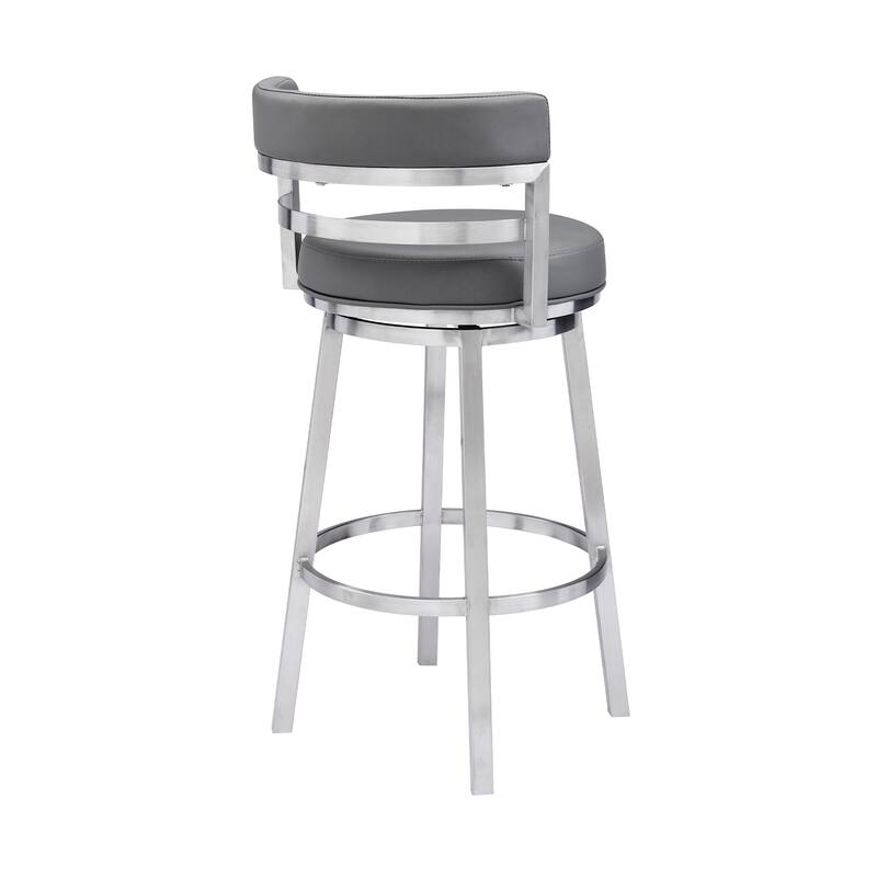 Titana Faux Leather Upholstered Swivel Bar/Counter Stool in Brushed Stainless Steel