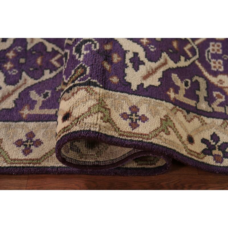 Purple Oushak Oriental Runner Rug Hand-Knotted Wool Carpet - 2'7" x 10'0"