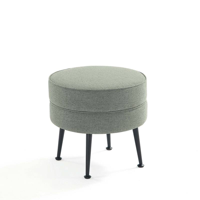 Upholstered Accent Ottoman with Metal Legs Mid Century Modern Design