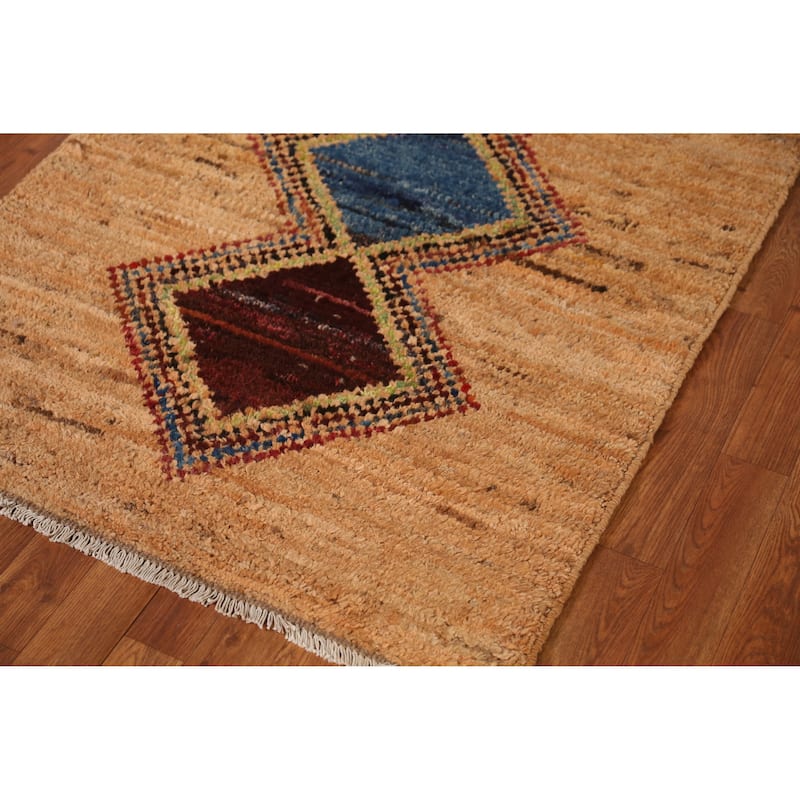 Moroccan Orange Tribal Oriental Runner Rug Handmade Wool Carpet - 3'3" x 12'6"