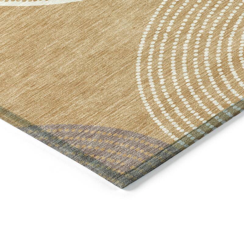 Machine Washable Indoor/ Outdoor Casual Circles Chantille Rug