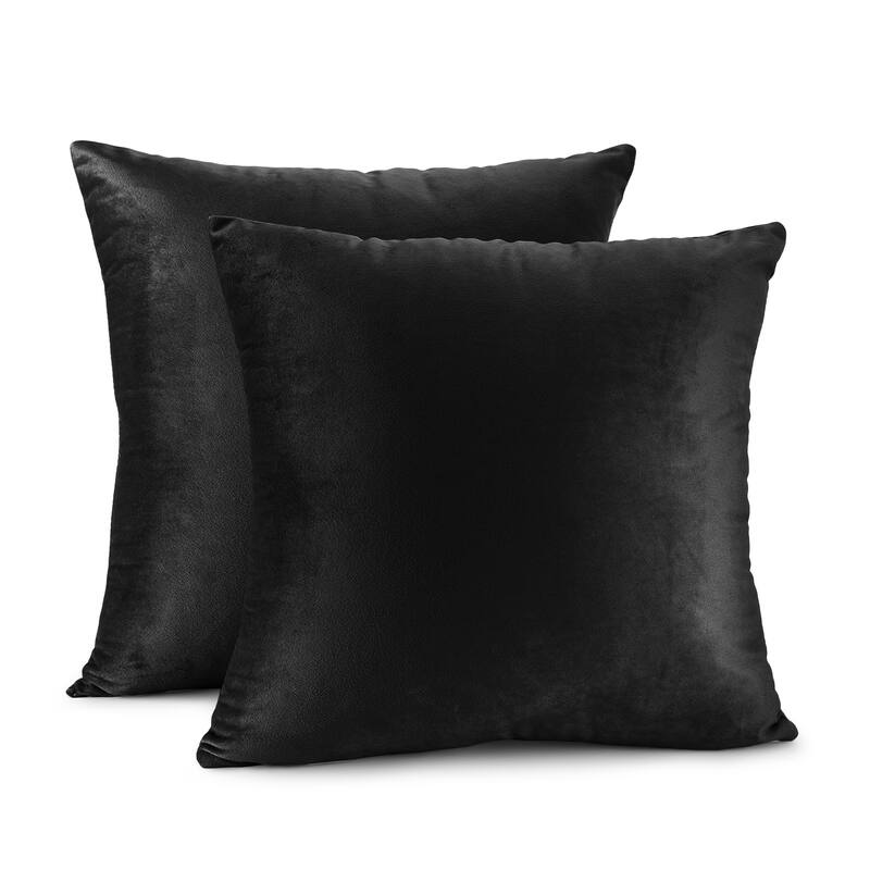 Porch & Den Cosner Microfiber Velvet Throw Pillow Covers (Set of 2) - 20" x 20" - Black