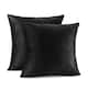 Porch & Den Cosner Microfiber Velvet Throw Pillow Covers (Set of 2) - 26" x 26" - Black