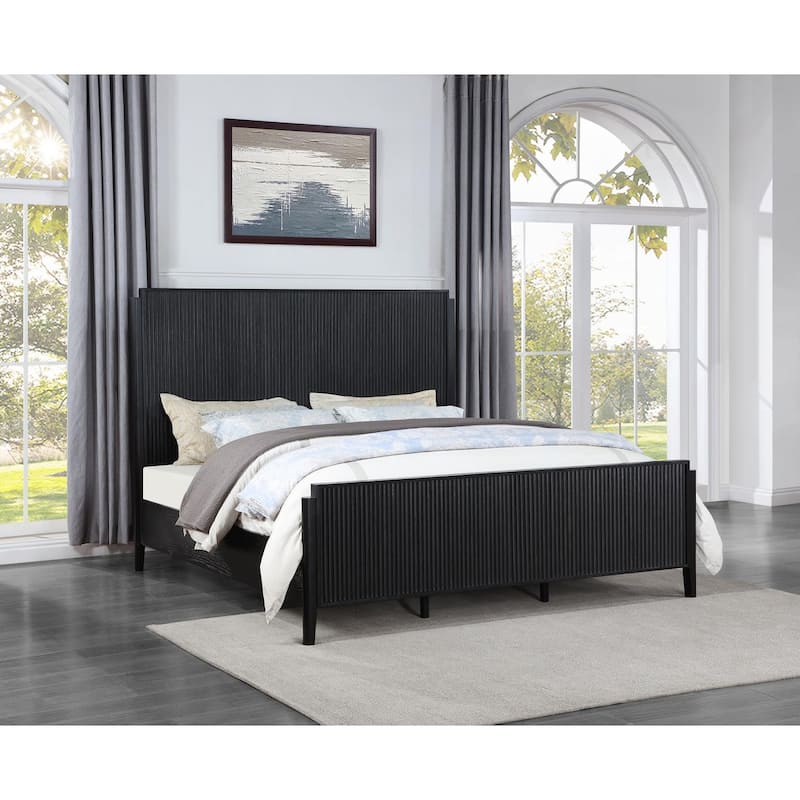 Mason Black Panel Bed - Queen