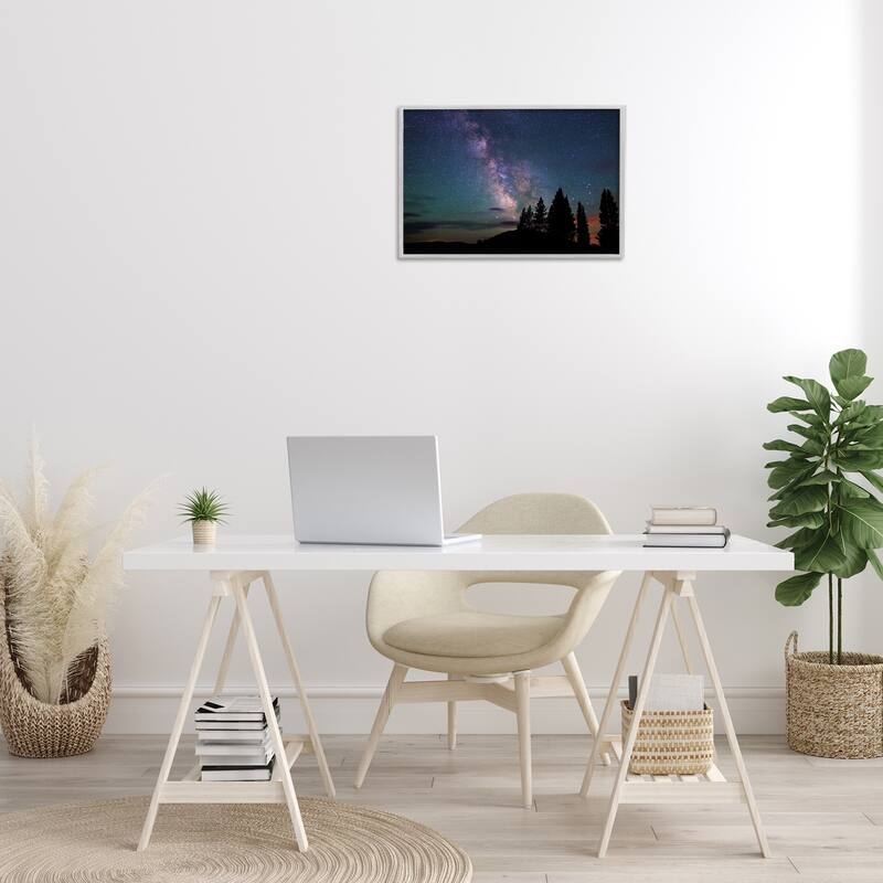 Stupell Silhouetted Forest & Night Sky Framed Giclee Art Design By Royce Bair