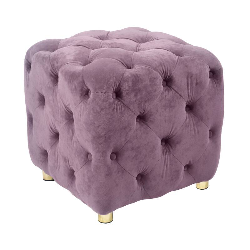 Modern Velvet Upholstered Square Tufted Ottoman by GDFStudio