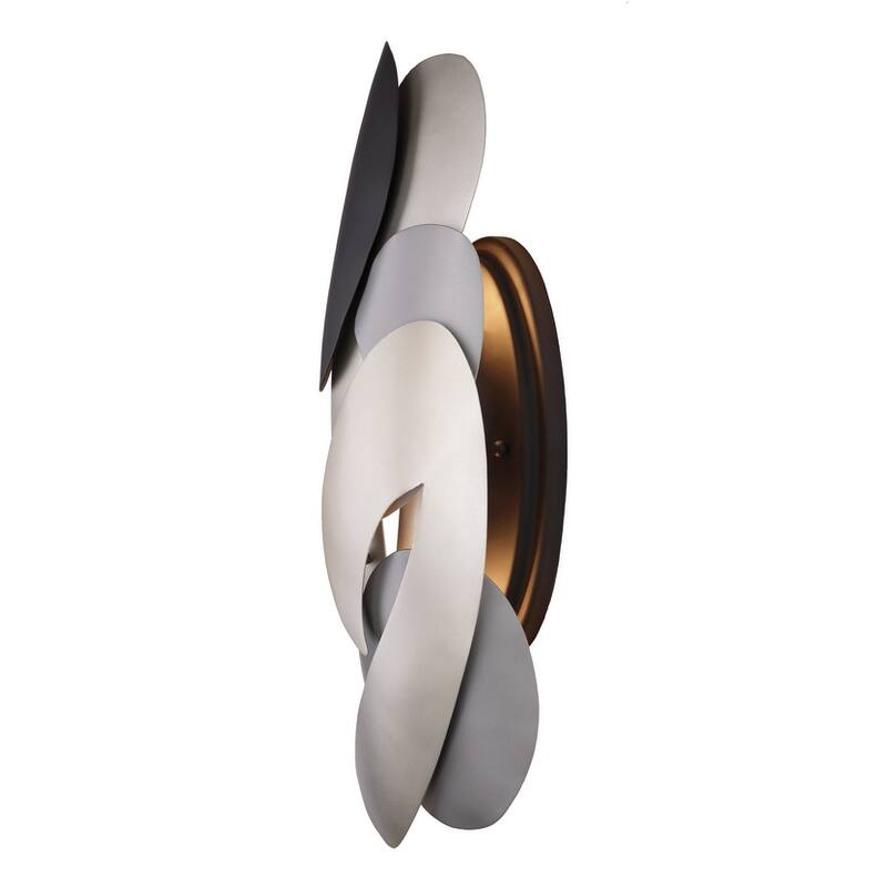 Kovacs P1332 Metalo Misto 2 Light 18" Tall Wall Sconce - Brass / Cola Grey / Matte Black