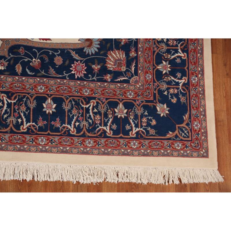 Vegetable Dye Aubusson Chinese Area Rug Beige Hand-Knotted Wool Carpet - 9'1"x 12'3"
