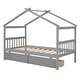 preview thumbnail 10 of 46, Roomfitters Twin Size Wooden House Bed with Storage, Functional and Stylish Sleeping Solution with Built-In Compartments