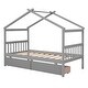 preview thumbnail 19 of 21, Twin Size Wooden House-Shaped Bed with Built-In Drawers for Creative and Organized Kids' Bedrooms