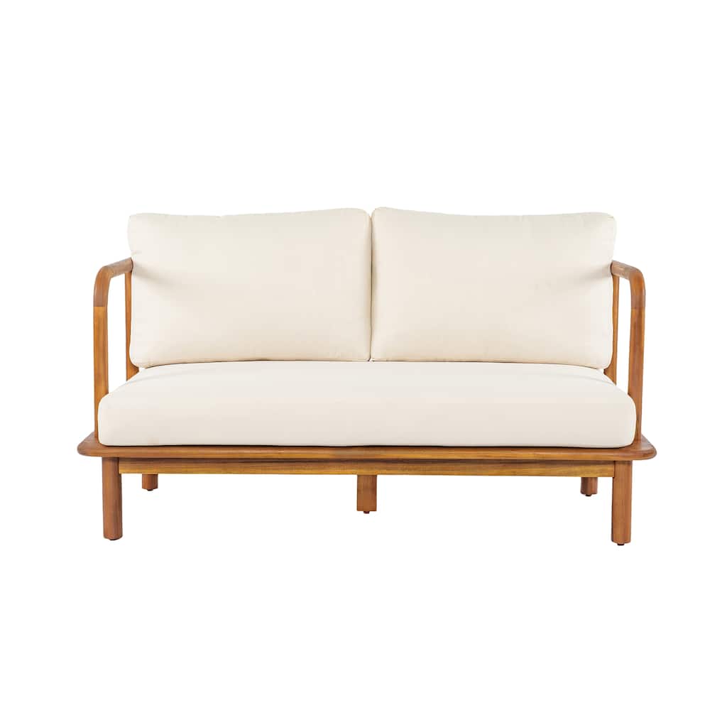 Christopher Knight Home - Canape Modern Outdoor Acacia Wood Loveseat with Water-Resistant Cushions