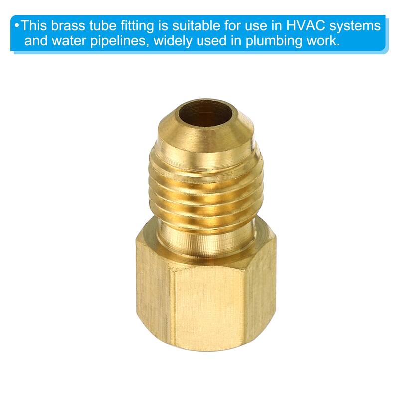 Brass Flared Plug, 5 Pack SAE Flare Tube Fitting 45 Degree Fittings - Brass Tone