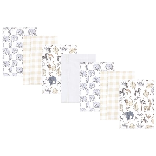 slide 1 of 1, Hudson Baby Flannel Burp Cloth 7pk, Neutral Safari, One Size - Neutral Safari 7 Pack - One Size One Size - Neutral Safari 7 Pack