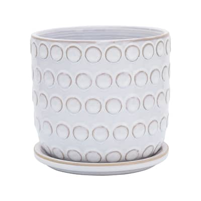Sagebrook Home Ceramic Planter with Saucer