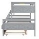 preview thumbnail 7 of 13, Grey Twin Over Full Bunk Bed with Safety Guardrail & Ladder, Wooden Bunk Bed Frame w/ Trundle, Convertible to 2 Separated Beds