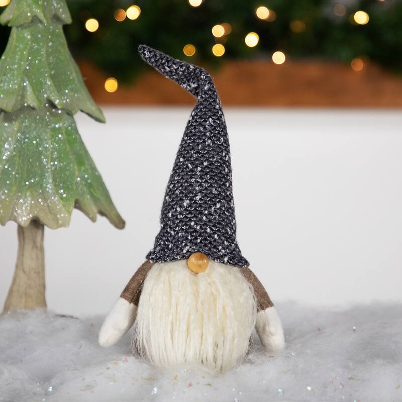 Plush Gnome with Wooden Nose Christmas Figure - 11" - Brown