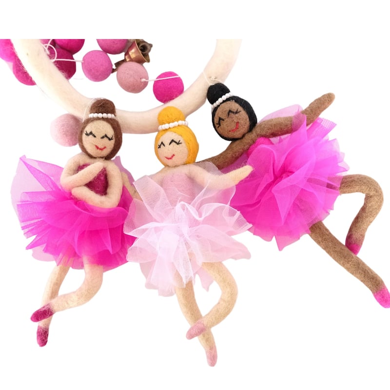 Handmade Pink Ballerina Felt Nursery Mobile