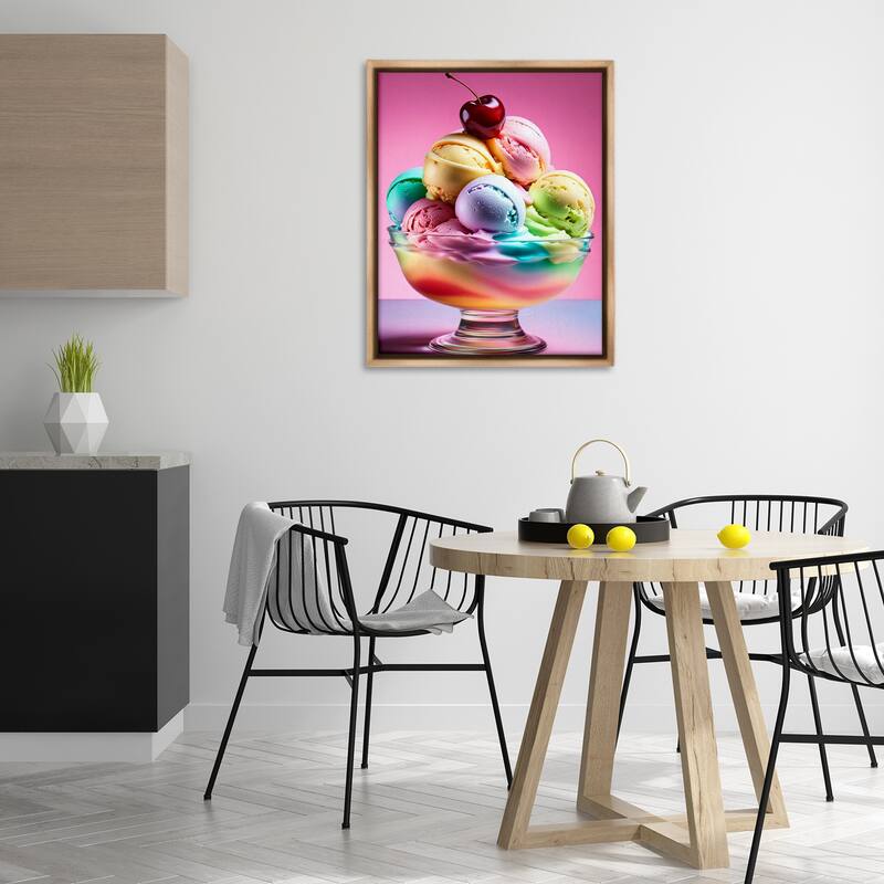Stupell Rainbow Hued Sundae Dessert Framed Floater Canvas Wall Art Design By Tabz Jones