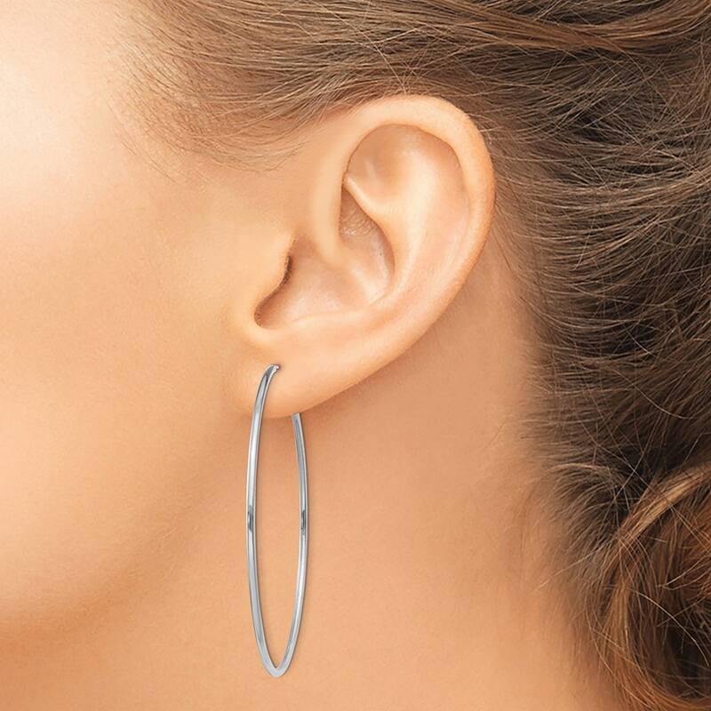 Curata 10k White Gold 1.5mm Polished Round Endless Hoop Earrings -14mm - 51mm